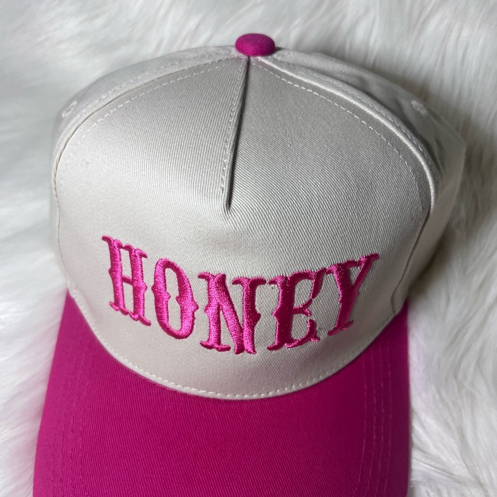 HONEY Trucker Hat Fuchsia pink NEW zenana 2 for $40! - Picture 3 of 5
